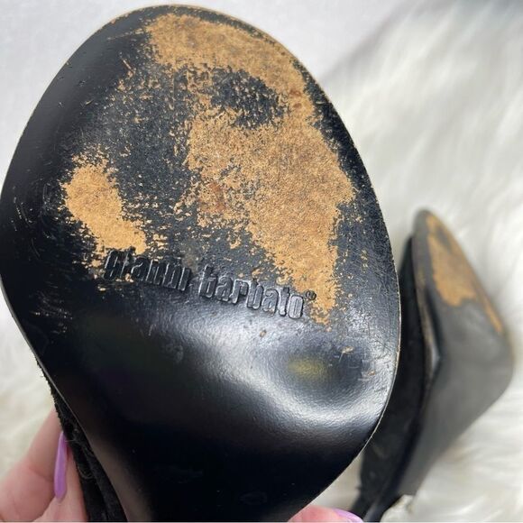 GIANNI Barbato Suede Lace Heeled Mules Black 37.5 - Picture 6 of 9